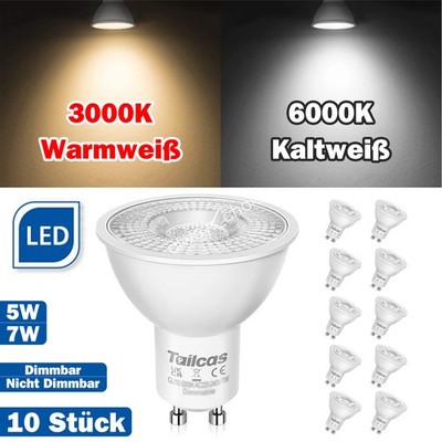 10St. GU10 LED Birnen 5W 7W Leuchtmittel Warmweiß/Kaltweiß Strahler Lampe Spot
