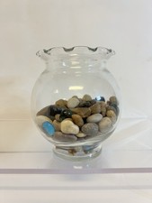 Clear Glass Bubble Vase Scalloped Edge Small Fish Bowl Terrarium Decor