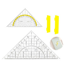 2 Stück Geodreieck Set, Flexibel Geodreieck mit Griff Winkelmesser Zeichnen Geod