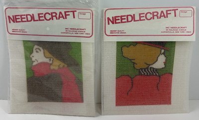 Needlecraft Quicksew Lot 2 Art Deco Erte Style Portraits IMC Canvas Only OpenPkg