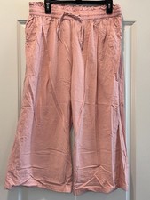 Womens Trousers Pants 33 Light Pink Wide Leg Drawstring Casual Everyday Wear