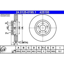 2x ATE 24.0125-0195.1 Bremsscheibe für MAZDA 3 BK BL Bremsscheiben