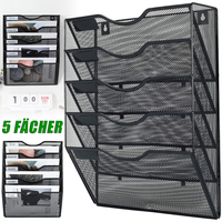 Metall Zeitschriftenhalter Wand Organizer 5 FäCher Dokumentenablage Schwarz BüRo