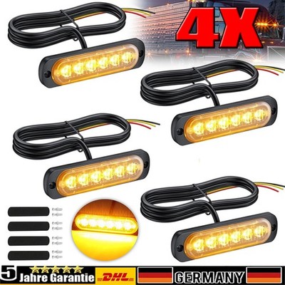 4 X LED Auto Frontblitzer Orange Blitzlicht Warnleuchte LKW Strobe Licht 12V 24V