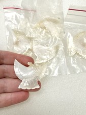 Hand Carved Mother Of Pearl Dove Eagle Bird Figural Pendant 2 Drilled Holes Bulk