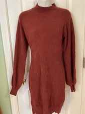 Expiration Ladies Sweater Dress Size M Color Rust Red Long Sleeves New