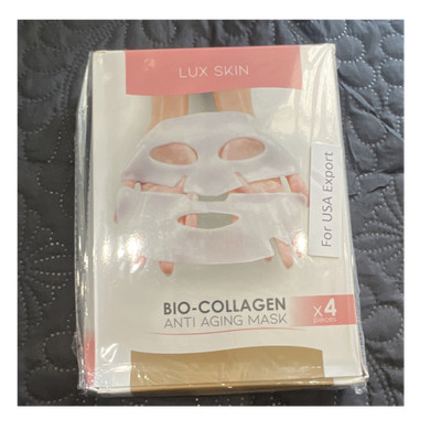 LUX SKIN Bio-Collagen Anti Aging Mask Hydrating Firming Radiant Skin 4 Pieces
