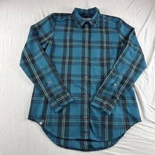 Flylow Flannel Womens M Green Plaid Shirt Long Sleeve Button Up Casual Camp Gorp