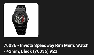 Invicta Speedway Rim Men's 42mm Quartz Black Metal Bracelet Watch