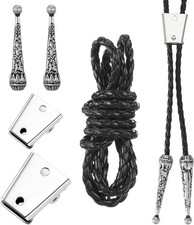 5PCS Bolo Tie Kit with Pendants, PU Cord Metal Clasps for Men Women