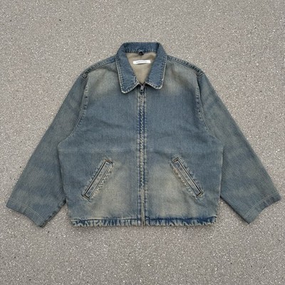 No Maintenance Full Zip Denim Mechanic Jacket Faded Blue Workwear