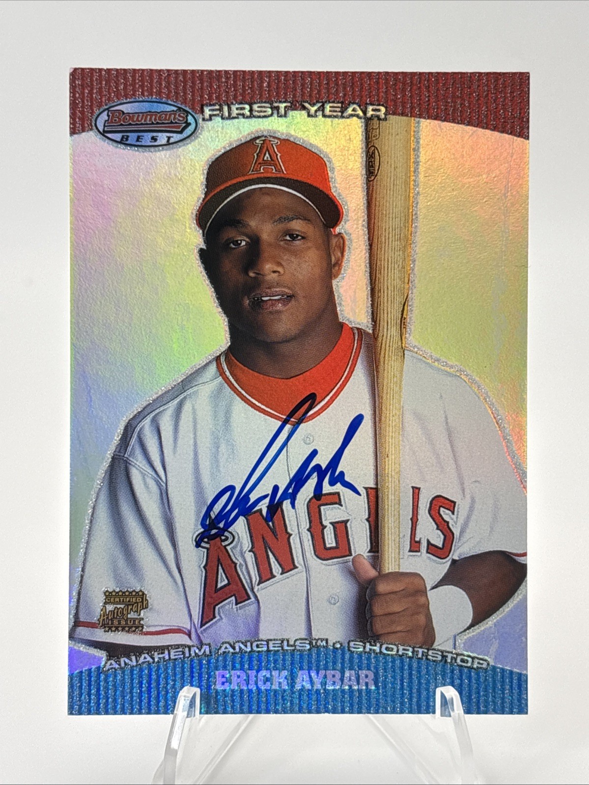 2004 Bowman’s Best Erick Aybar First Year Rookie RC On Card Auto #BB-EA Angels