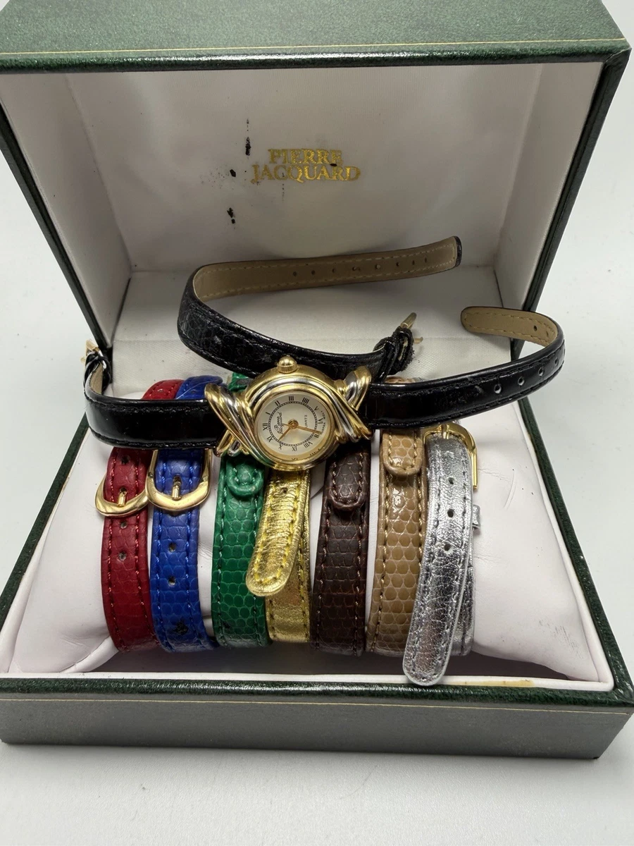 Pierre Jacquard statement bracelet Crystal estate ladies watch gold vintage HSN Pierre Jacquard Women Gemstone Gold Tone Bangle Oval Quartz  main image 4