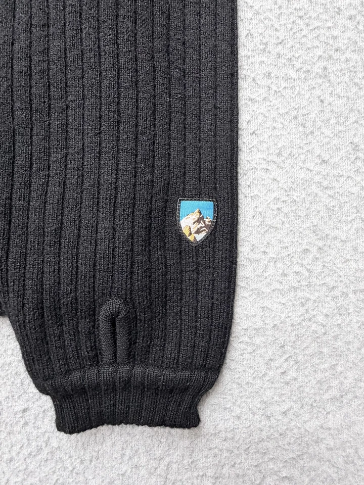 Kuhl Merino Wool Sweater Mens Large Black 1/4 Zip Pullover Thumbholes Hiking - Image 3 of 4