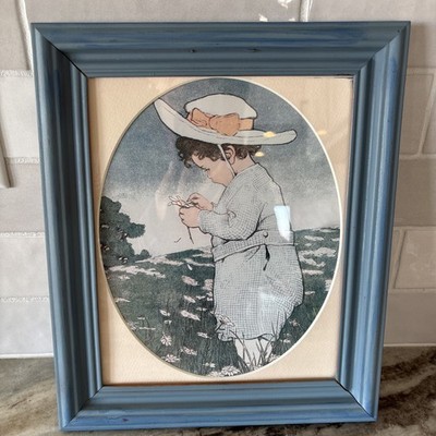 VTG Jessie Willcox Smith Framed Picture Print  * She Lufs Me She Lufs Me Not * 