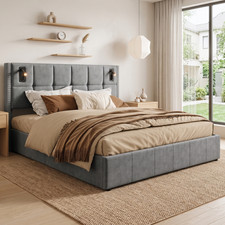 LED Boxspringbett 140x200cm Polsterbett Doppe...