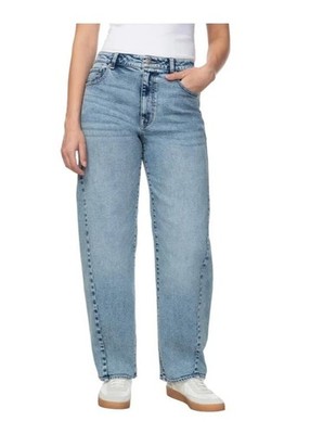 Hudson Womens Jeans Light Blue Barrel Leg High-Rise Relaxed Fit Belt Loops