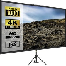 Tripod Projector Screen with Stand 80 inch 16:9 4K HD Projection Screen Stand Wr