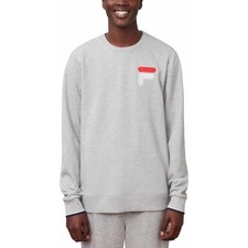 Fila Heather Gray Embroidered Patch Lightweight Crewneck Sweatshirt Sz M