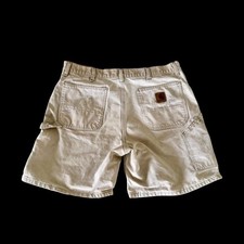 Vintage 90's Carhartt Carpenter Shorts Sz 33 Light Brown Faded Distressed