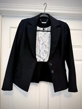 White House Black Market Black Blazer Sketch Lining Size 6