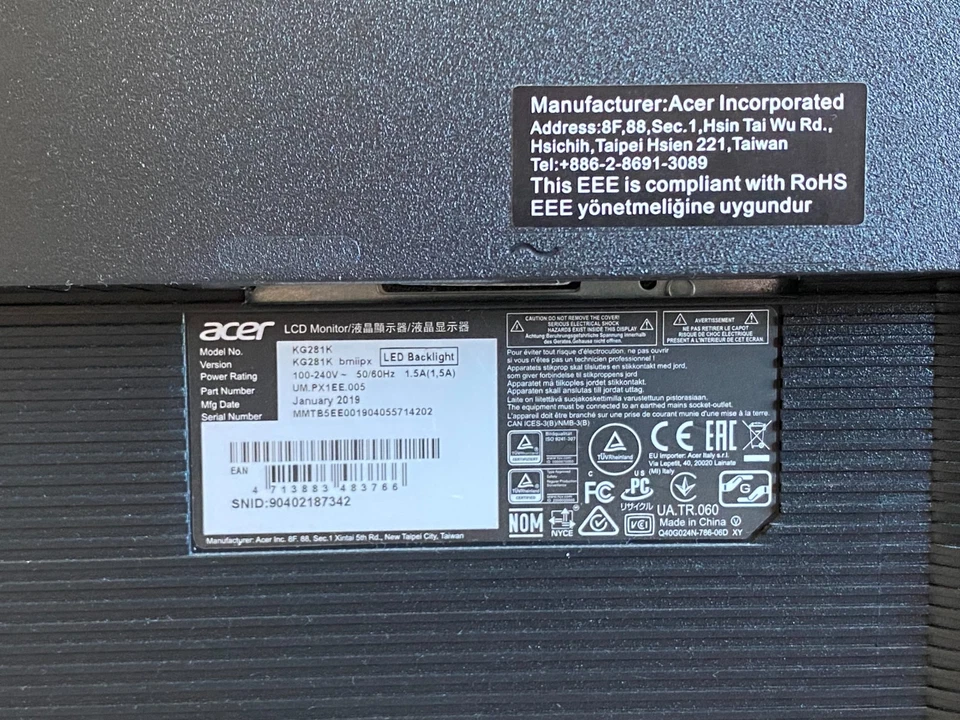 Acer Nitro KG281K Monitor (4K, HDR, 60Hz, 28 Zoll) - Bild 3 von 4