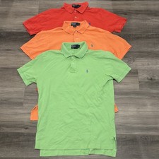 Lot Of 3 Polo Ralph Lauren Mens Short Sleeve Cotton Polo Shirts Size Medium
