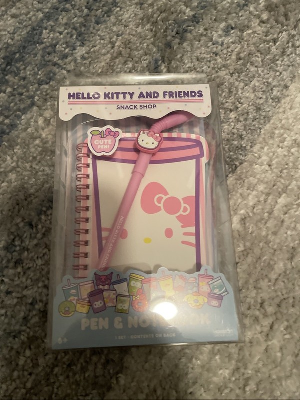 Sanrio Hello Kitty & Friends Snack Shop Pen & Notebook Set Pink Straw Charm