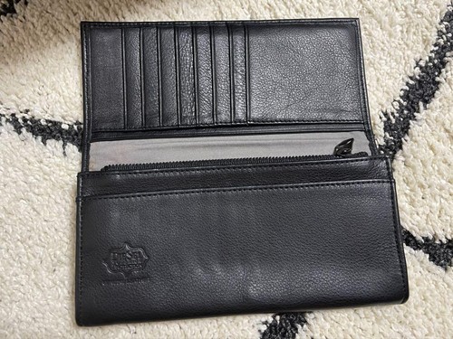 Diesel Hombres Cartera de Cuero Negra 19x2x10cm Ligeramente Desgastada Lujo Compacta ITA - Imagen 3 de 10