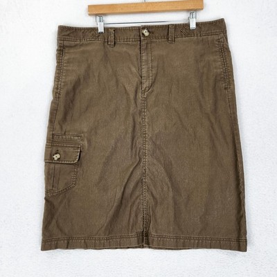 Eddie Bauer Skirt Womens 18 Brown Twill Cargo Knee Length Cotton Casual Utility