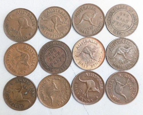 Dozen Old AUSTRALIA Half Penny Coin Collection Lot (#Z865)