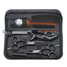 5.5 inch Hair Cutting Scissors Set with Razor, Leather Scissors Case, Barber ...