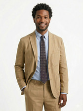 J.Crew Cotton Linen Chino Suit Jacket 36 Khaki Garment Dyed Blazer NWT AX270