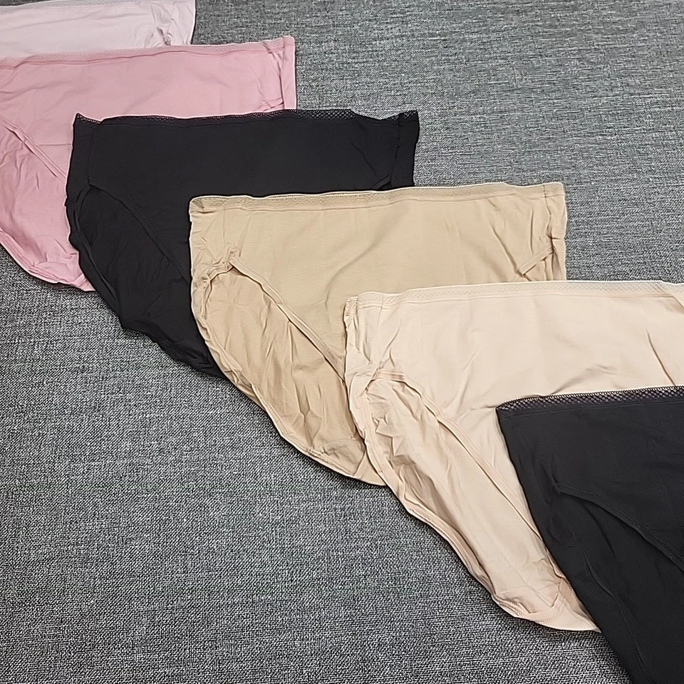 Felina 女士 6 件套皮马棉高帮内裤蕾丝装饰 X-大号内衣 — 第 3/4 张图片