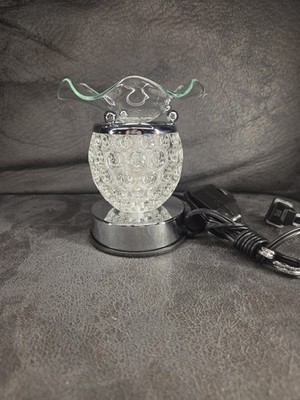 Electric Glass Wax Melt Warmer Dimmer Switch Ruffled Dish Tart Burner Nightlight