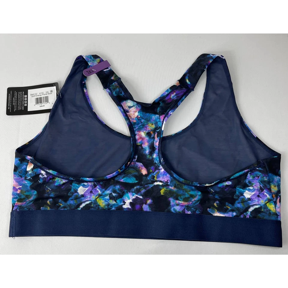 Sujetador deportivo floral Maidenform Soft Energy líneas espalda deportiva multicolor NUEVO grande Foto 3 de 4
