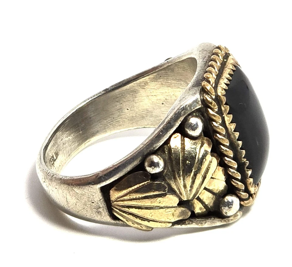 Carolyn Pollack Black Onyx ring southwest sterling silver men's ring size 13.5 - Image 2 of 4
