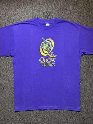 Vintage 90s Warner Bros Quest For Camelot Movie Promo XL T Shirt 1998 Rare 