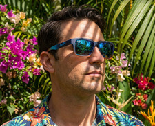 Hawaii Blue  Maui Jim Kahiko Polarized Classic Rectangular Sunglasses MSRP 269