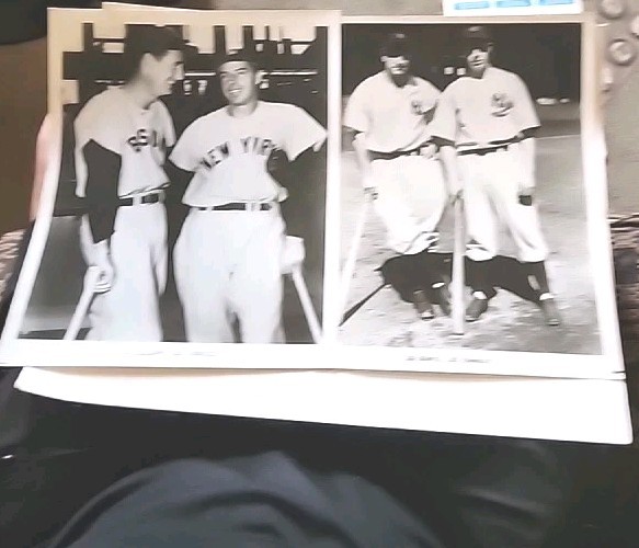 Two Vintage Baseball Photos 8 X 10,  Joe DiMaggio,  Ted Williams And Lou Gehrig 