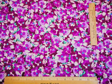 Kaufman Fabric Short Yard Purple Lavender White Floral Painterly Petals Cotton