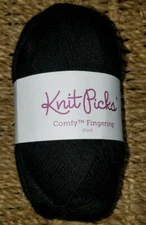 Knit Picks Comfy Fingering YARN 1 skein  Black 75% cotton 25% Acrylic New 