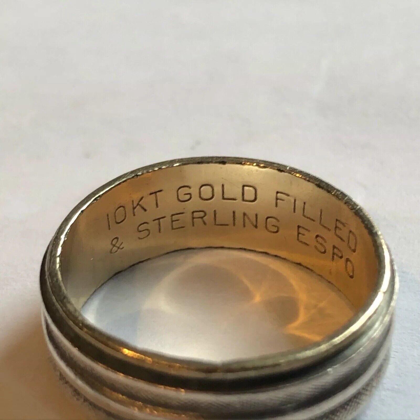 ESPO 10k Gold Filled And Sterling Ring Stamped Wedding Band Size 8 