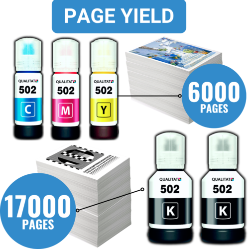 For Epson 502 Ink Refill Bottles 5 Bottle Kit (2-Black, Cyan, Magenta, Yellow) - Picture 3 of 7