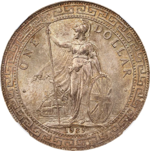 Great Britain: George V Trade Dollar 1929-B, NGC MS-63, Bombay Mint. Superb!