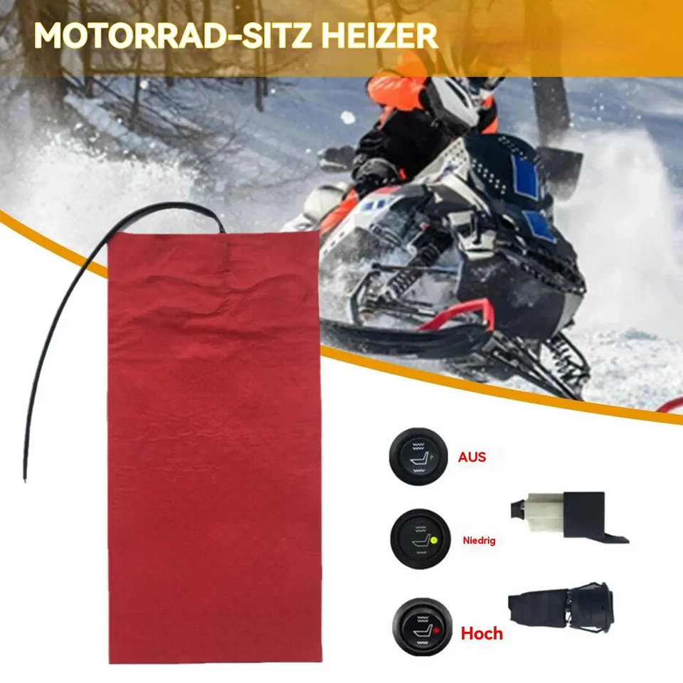 Für ATV Roller 12V Motorrad Sitz Heizung Pad Heizgerät Heizkissen mit Schalter - Bild 2 von 4
