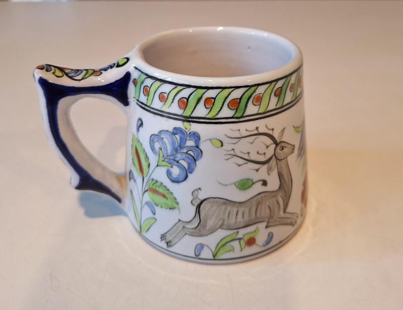 GREEK HAND PAINTED CUP FROM RHODES, GREECE. IKAROS POTTERY