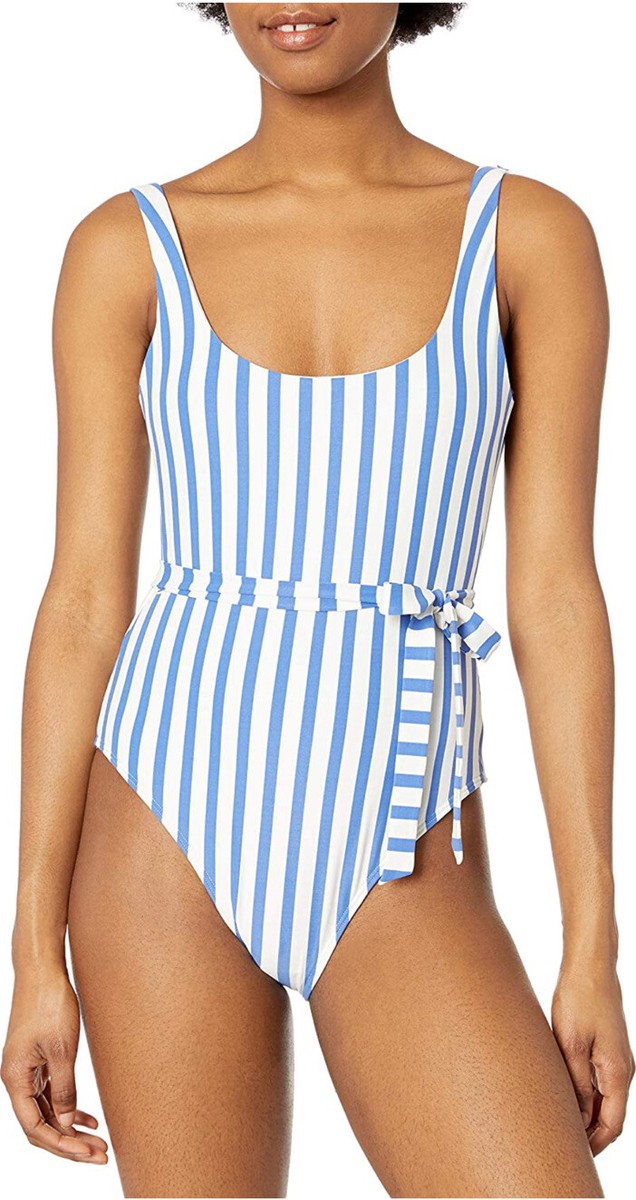 ビラボン　ロンスプ　Ｌ Billabong Blue & White Striped 1pc Swimsuit Swimwear WOMENS SIZE M