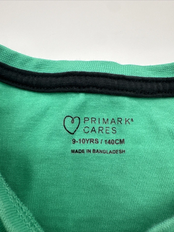 Primark Cares T-Shirt Youth Girl Size 10 Green Graphic Print ..#16046 - Image 3 of 4
