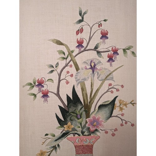 Elsa Williams Vintage LeClair Crewel Embroidery Faux Gold Bamboo Framed... - Picture 2 of 7